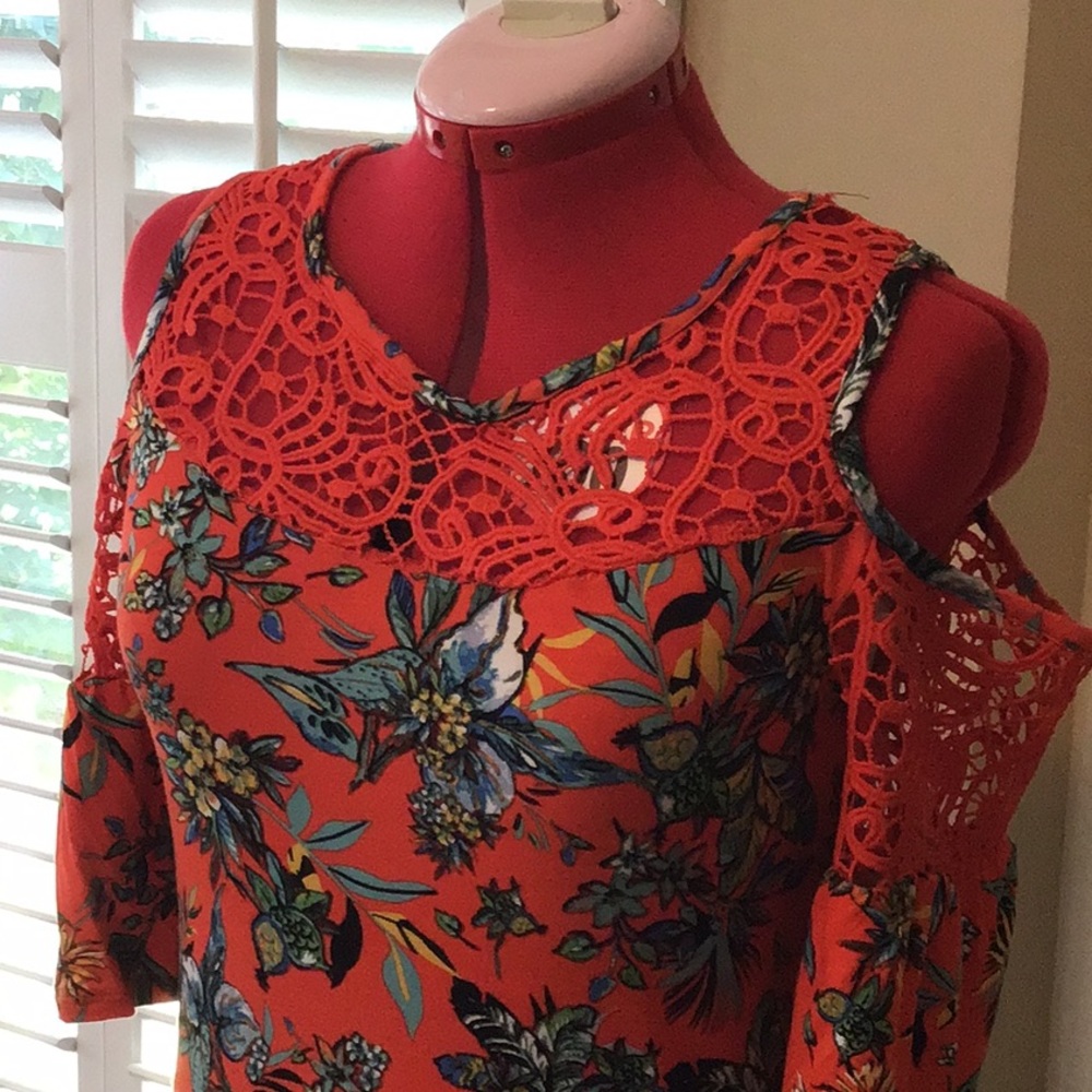 Orange Floral midi dress